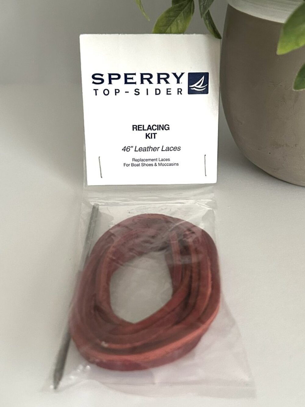 Sperry Top Sider SCARLET RED Relacing Kit 46 Inch Leather Replacement Shoe Laces